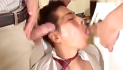 Cute asian girl gets two hot black guys in her bareback