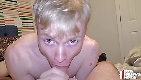 Small tits blonde with a thin body has a good time with a fat cock