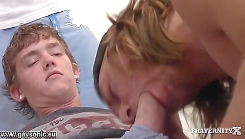 Two blonde and a brunette get fucked on the bed in a threesome