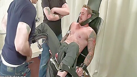 Tattooed brunette is getting banged in two positions
