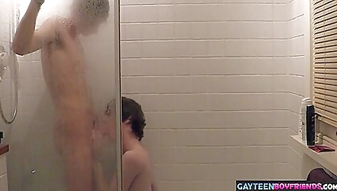 Teen 18+ gets a handjob and deepthroated with two gay teens