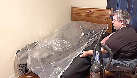 My sexy workout with myself in a latex mat and aprons