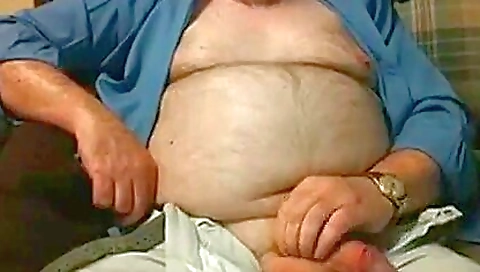 hairy man fondling his hard cock and then riding it