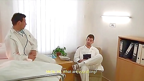 Young doctor and nurse are getting banged on the bed