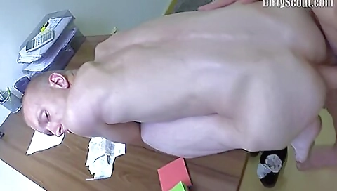 Brunette gets her mouth and face fucked by a big dick
