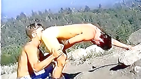 horny vintage porn video with a brunette getting rimmed