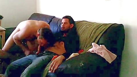 Bareback threesome with a sexy brunette babe and her two friends