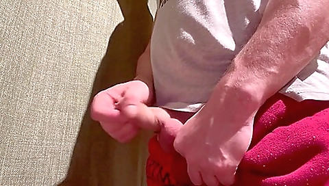 Horny amateur male gets naked and jerks off in the bedroom